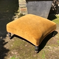 French vintage footstool, star shape with turned black legs. C1900. Ready to be reupholstered and sold at a very good sale price ! (&pound;135.)French vintage footstool, star shape with turned black legs. C